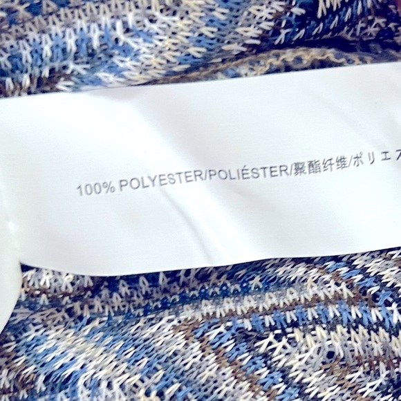 Moon River Chevron Tie Front Sheer Blouse L Metallic Zigzag Puff Sleeve Top - Picture 9 of 12